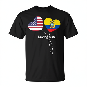 Camiseta con bandera de Ecuador y corazón para los estadounidenses ecuatorianos - Product Image 2