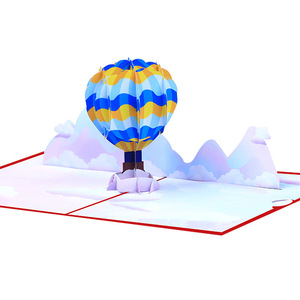 Tarjeta de Felicitación Hecha a Mano con Diseño de Globo Aerostático <span class=keywords><strong>en</strong></span> Papel Tallado <span class=keywords><strong>en</strong></span> 3D, Tarjeta de Recuerdo - Product Image 1
