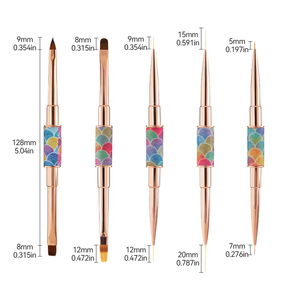 Salon Grade <b>Glitter</b> Pink Fish Scale Detachable Metal Handle Nail Brush Soft Anti Shedding Multifunctional Nail Art <b>Pen</b> Tool - Product Image 2