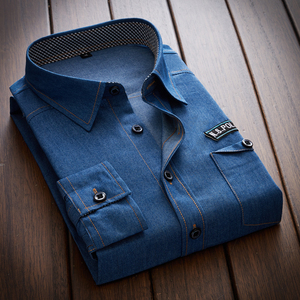 Camisa Vaquera Azul de Manga Larga para Hombre, Estilo Urbano, Alta Calidad, Precio al por Mayor <span class=keywords><strong>Cs16</strong></span> - Product Image 5