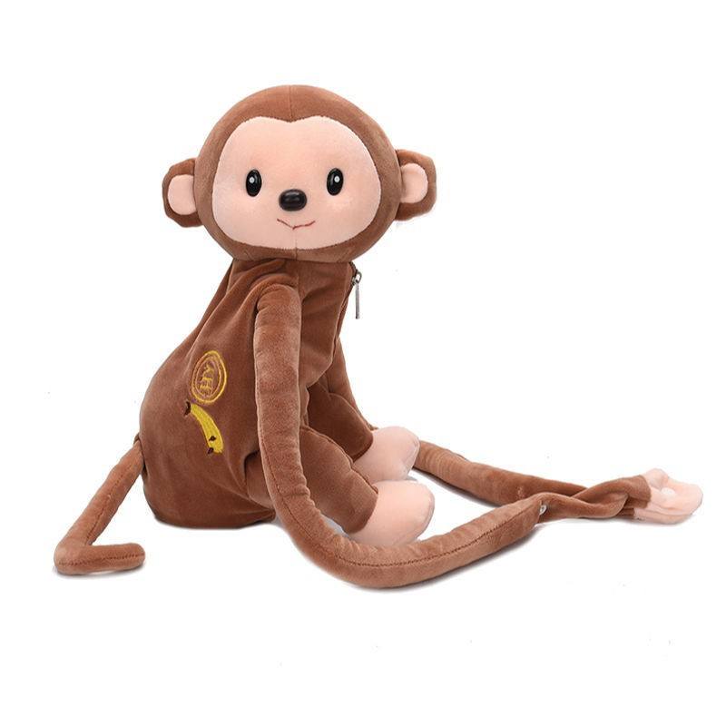 Cartoon Fluffy Plush Children's Bag Custom Stuffed Animal Monkey