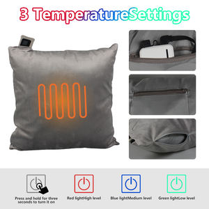 Almohada de Soporte Lumbar Eléctrica Calefactable de Poliéster 100% Reciclado, Retardante de Llama, Desmontable, Lavable, USB, Alivio de la Fatiga - Product Image 2