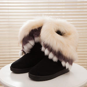 Niche mode Design Extra Large Imitation fourrure de raton laveur <span class=keywords><strong>bottes</strong></span> de neige 2025 hiver nouveau mi-mollet coton caoutchouc semelle extérieure chaussures - Product Image 2