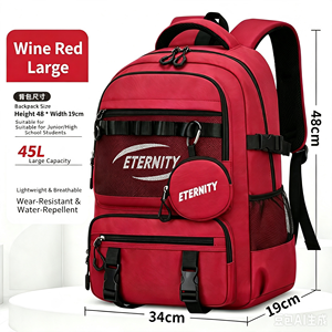 <b>Black</b>, White, Red, Green Large Capacity <b>Waterproof</b> Polyester Student <b>Backpack</b> Multi Pockets for School Travel Wholesale - Product Image 4