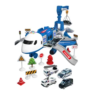 विरूपण हवाई जहाज रेल गेराज सेट खिलौने भंडारण मिश्र धातु पुलिस कार खिलौना पार्किंग मॉडल