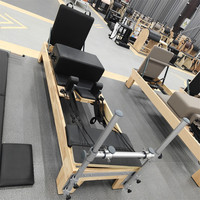 Reformer de Pilates de Madera de Roble con Media Torre Trapecio para Estudios, Gimnasios y Centros de Rehabilitación, Entrenamiento de Core