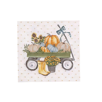 Serviette jetable en papier 3 plis, motif quadrillé 40, en pâte de bois vierge, douce, écologique, personnalisable, pour décoration de table de fête, motif camion de légumes