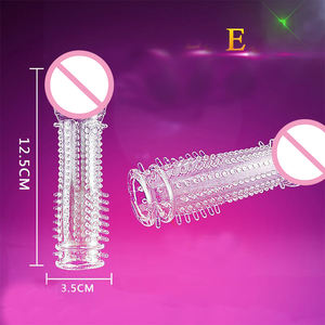 Großhandel Super Qualität Soft Crystal Wieder verwendbare Silikon hülle Gummi Extra gepunktete Penis Kondom - Product Image 5