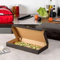Boîtes à emporter pour pain plat, boîtes à pizza robustes en carton ondulé - Conception E-Flute, système de fermeture à languettes, boîtes à pizza en papier kraft et noir