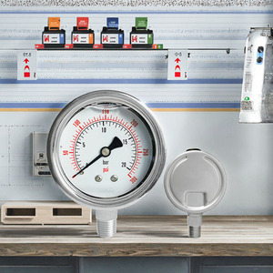 Manomètre en acier inoxydable AKS DN65 0-20 bars avec précision de 1,6 % pour outils hydrauliques et pompes à clé - Prix usine - Product Image 1