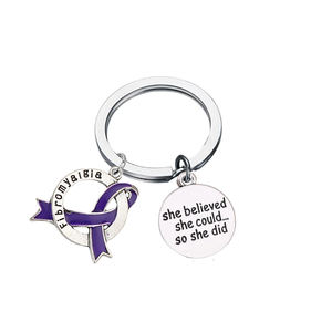 Multiple Statement Letter <strong>Charms</strong> Making Fibromyalgia and <strong>Autism</strong> Disease Inspired Design Unisex Keychain for Ribbon <strong>Awareness</strong> - Product Image 6