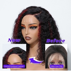 วิกผมปลอมบ๊อบสี99J สำหรับผู้หญิงผิวดำผมคนไร้กาวแต่งลูกไม้แบบอินเดีย - Product Image 3