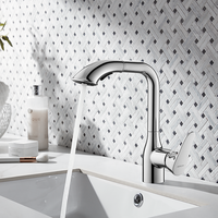 Robinet cascade en laiton à poignée unique, à un trou, pour lavabo de salle de bain, WC, vasque carrée, avec cartouche céramique