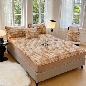 Housse <span class=keywords><strong>de</strong></span> matelas en poils <span class=keywords><strong>de</strong></span> lapin brun <span class=keywords><strong>de</strong></span> haute qualité épaissie peau antibactérienne ensemble <span class=keywords><strong>de</strong></span> literie en peluche pour couvre-lits fixes couvertures - Product Image 4