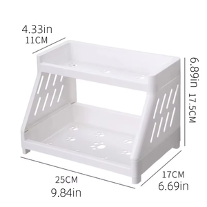 Organizador multifuncional de plástico para encimera, soporte plegable para estante doble para el hogar, cocina, almacenamiento de aperitivos PP, Ahorrador de <span class=keywords><strong>espacio</strong></span> - Product Image 5