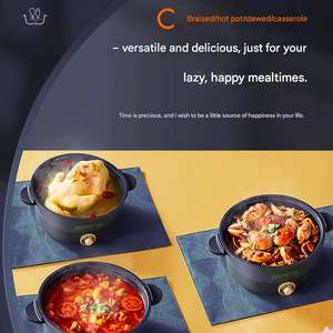 Casserole <span class=keywords><strong>électrique</strong></span> multi-niveaux, <span class=keywords><strong>mijoteuse</strong></span>, 1200W, haute puissance, 3L, <span class=keywords><strong>grande</strong></span> <span class=keywords><strong>capacité</strong></span>, contrôle numérique, corps en fonte, revêtement antiadhésif - Product Image 3