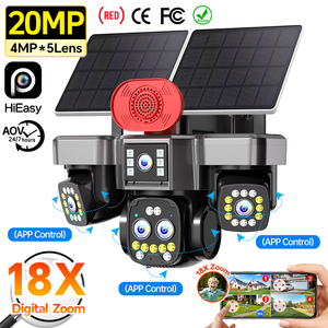 Caméra de sécurité solaire CCTV certifiée CE FCC RoHS 20MP 4MP*5 AOV 24/7 IP66 étanche pour extérieur, vision multi-utilisateurs, fente pour carte TF - Product Image 1