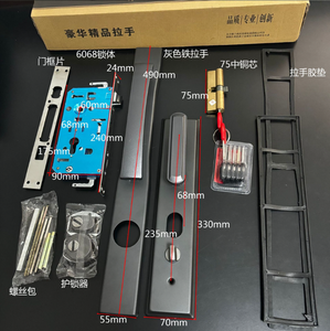 Poignée <span class=keywords><strong>de</strong></span> <span class=keywords><strong>porte</strong></span> universelle grise en fer robuste, à <span class=keywords><strong>action</strong></span> simple, avec panneau allongé pour portes d'entrée/<span class=keywords><strong>de</strong></span> sécurité - Product Image 5