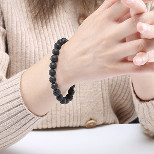 <span class=keywords><strong>Bracelet</strong></span> américain de perles de pierre volcanique naturelle en stock, <span class=keywords><strong>bracelet</strong></span> de perles rondes en pierre naturelle, simple et à la mode - Product Image 6