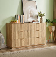 Commode à 6 tiroirs en bois massif de style américain moderne avec placage en chêne naturel, meubles de chambre à coucher