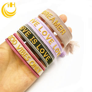Pulsera tejida hecha a mano con logotipo bordado personalizado con texto, pulsera de letras de tela, pulseras personalizadas únicas - Product Image 2