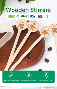 Agitateurs à café en <span class=keywords><strong>bois</strong></span> biodégradables personnalisables avec logo, sûrs pour les aliments, écologiques, jetables, prix de gros - Product Image 2
