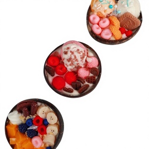Vela de Smoothie em Tigela de Coco Personalizada, Vela de Cera de Soja para Sobremesas com Marca Própria para Atacado, Decoração Estética Tropical para Casa - Product Image 5