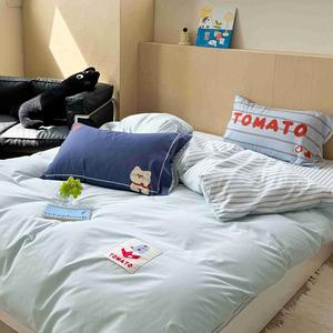 Set di biancheria da letto in cotone lavato cartone animato-lenzuolo in puro cotone coreano e copripiumino-4 pezzi - Product Image 5