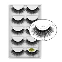 Pestañas postizas de pelo de visón 3D, pestañas largas gruesas naturales, útiles de extensión de belleza, 5 pares, nueva caja H13