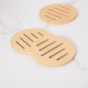 <b>Round</b> Bamboo Pot Mat Natural Wood Color Heat Resistant Kitchen <b>Placemat</b> For Casserole Dish Use - Product Image 1