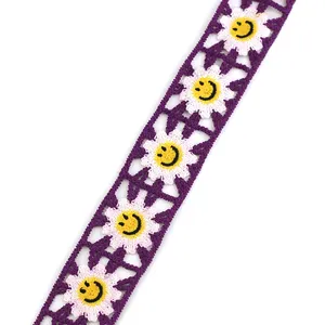 5cm smiley daisy flower crochet lace trimming embroidery Lace Trimming for clothing dress headband accessories