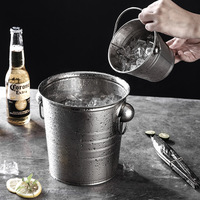 Seau à glace en acier inoxydable 3L 5L 8L Seau à boisson isolé pour boissons Refroidisseur en métal Porte-glace Conteneur Vin Bière Seaux de service