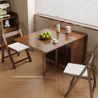 Table à manger pliante pour la maison, petite table télescopique rectangulaire avec armoire latérale et chaises