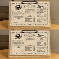 Porte-menu en bois avec clip métallique, support en bois pour affichage de menu, cadre pour menu de table de café, restaurant, bar