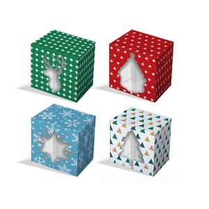 Christmas Party Window Gift <b>Box</b> Snowman Snowflake Red Black White Checkered Square Folders - Product Image 6