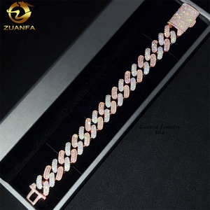 Nuovo Design Popolare Hip Hop Bracciale Cubano da Uomo in Moissanite Bicolore <span class=keywords><strong>Argento</strong></span> e Oro Rosa da 16MM - Product Image 2