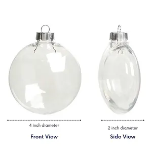 Transparent 8cm Flat Disc Glass Christmas Tree Ball Bauble Hanging Blank Round Ornaments Eco-friendly