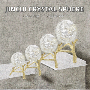 Boule de cristal <span class=keywords><strong>en</strong></span> <span class=keywords><strong>verre</strong></span> poli, fontaine d'eau, sphère de bonsaï, ornement Feng Shui, décoration de luxe sans couture pour la maison et le jardin - Product Image 2