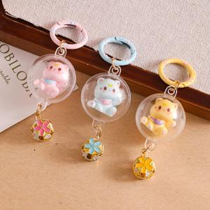 Lindo llavero de gato 3D, colgante de gato de campana de dibujos animados para estudiantes, mochilas escolares, regalo para novia, llavero de goma, PVC y acrílico Evang - Product Image 4