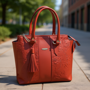 Bolso Tote de Cuero Vacuno Genuino Hecho a Mano por Fana Camila Chedrn con Decoración de Borlas para Uso Diario - Product Image 2