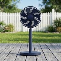 Ventilateur sur pied 2-en-1 de 12 pouces avec moteur DC, mode veille, 12 vitesses, 7 pales, télécommande et grand angle de projection