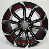 Nuevos Rines de Aleación de Aluminio Forjado de 14-17 Pulgadas, Negro Brillante con Bordes Plateados, Bicolor Rojo y Azul, Ligeros