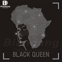 Hot Juneteenth Femmes Design Strass Modèle Conseil Strass Hot-fix Transfert De Chaleur Noir Dame Fer sur Transfert pour T-shirt