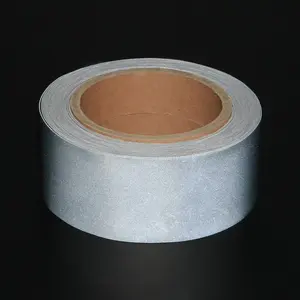 Fabrieksprijs Aangepaste Breedte Dubbele Zijde Met Kleur Binnen Elastische Reflecterende Stof Tape Voor Veiligheidskleding