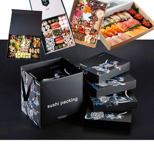 Custom Printed Eco Friendly White Cardboard Disposable Lunch Bento Delivery Fast Food Packaging To Go Takeaway Sushi Paper Box