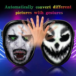 Facemask Waved Induction Face Change Led Maskes <strong>RGB</strong> App <strong>Programmable</strong> Decoration Mask for Ghost Clown Halloween Party - Product Image 4