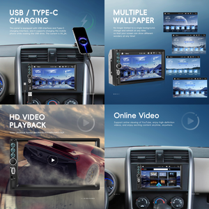 Podofo 2 DIN autoradio xe đài phát thanh <span class=keywords><strong>7</strong></span> "Xe MP5 Máy nghe nhạc không dây/có dây Carplay & <span class=keywords><strong>Android</strong></span> tự động BT Type-C USB hỗ trợ Youtube - Product Image 3