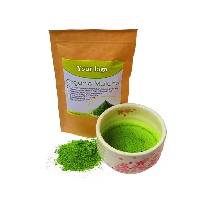 Kostenlose Probe Macha Private Label 100% Bio natürlicher reiner grüner Tee Matcha Pulver Großhandel