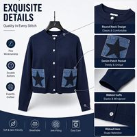 Cardigan en tricot pour femme, col rond, motif jacquard côtelé, col en V, décontracté, vintage, à un seul bouton, en coton, cardigan en laine