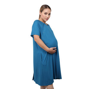 マタニティドレスパジャマモーダル労働と分娩ガウンエコフレンドリーな妊娠中の女性のナイトガウン母乳育児看護寝間着 - Product Image 3